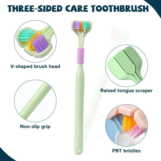 Three-Sided Toothbrush – 360° Triple Head Complete Cleaning Brush