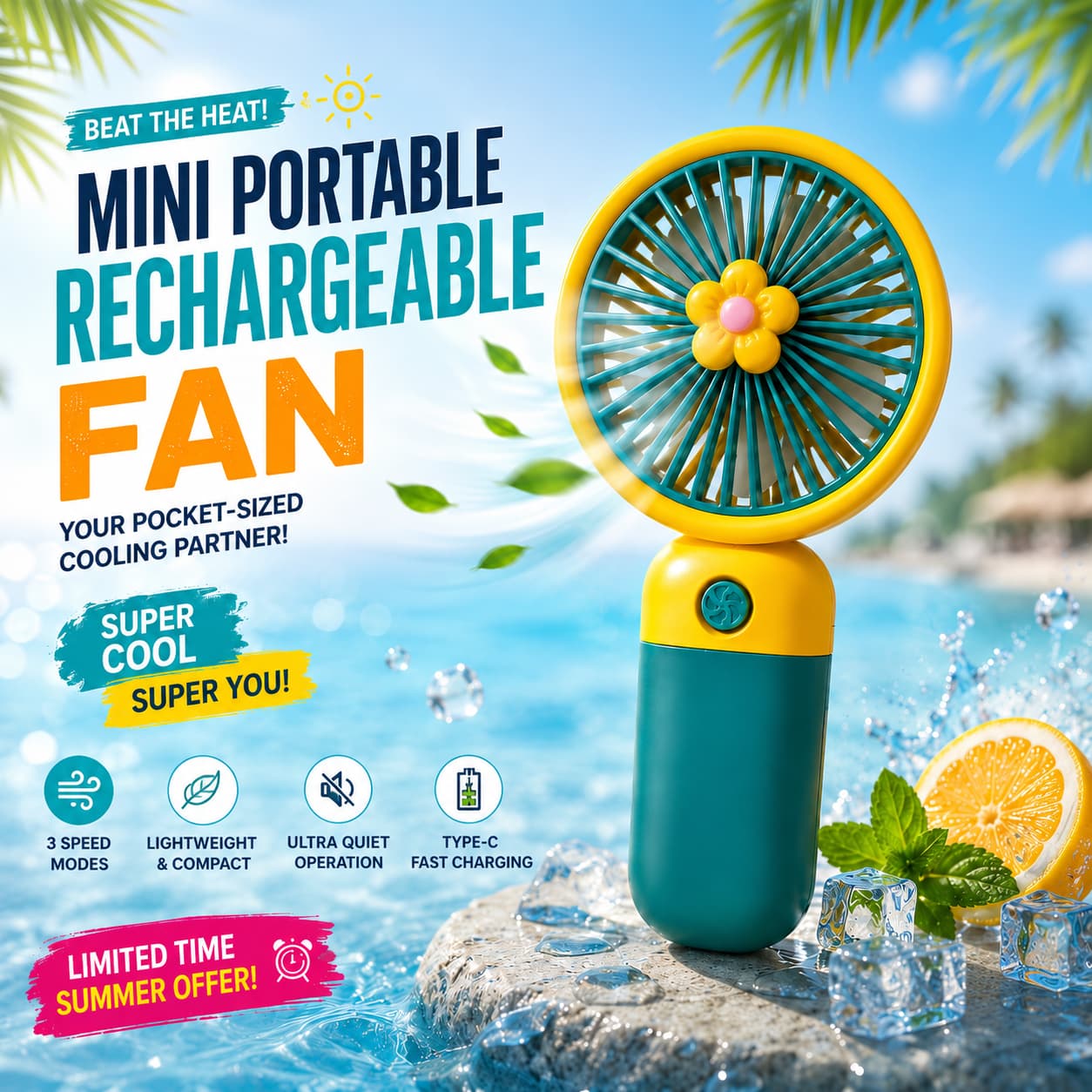 Portable Rechargeable Cooling Fan – No More Sweating in Summer